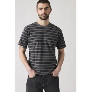 Tricou lejer din bumbac cu model in dungi Red Tab™ - Gri/Gri grafit