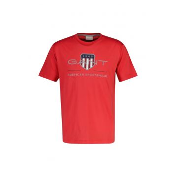 Tricou regular fit cu imprimeu logo Archive Shield - Rosu vermillion