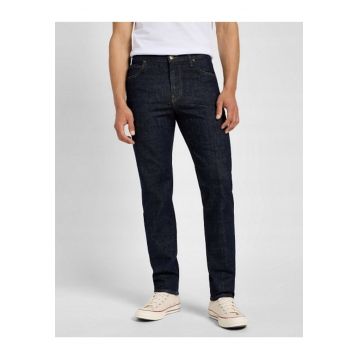 Blugi Barbati -  Straight Fit - Talie Medie - 5 Buzunare - Fermoar - Lungi - Bumbac - Albastru - Negru