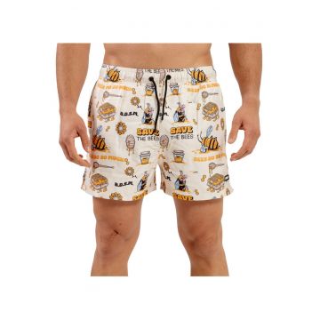 Pantaloni scurti de baie cu imprimeu cu albine