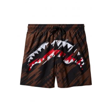 Pantaloni scurti de baie cu imprimeu si snur de ajustare