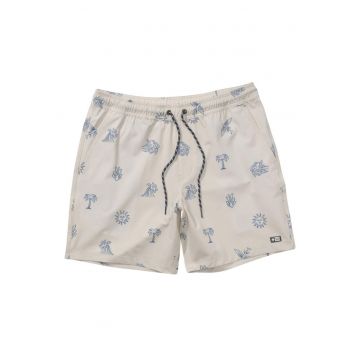 Pantaloni scurti de baie cu imprimeu tropical Good Vibes
