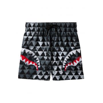 Pantaloni scurti de baie cu snur de ajustare si imprimeu grafic