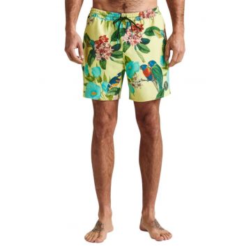 Pantaloni scurti de baie cu snur in talie - buzunare laterale si model floral
