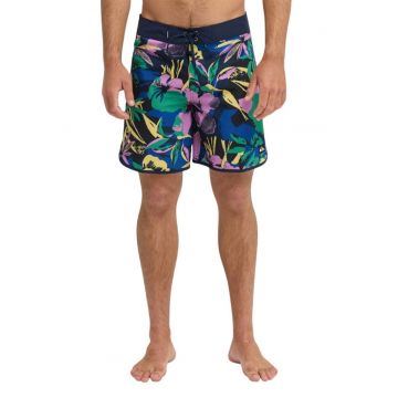Pantaloni scurti de baie cu snur in talie si model tropical