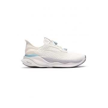 Pantofi sport din material textil cu sireturi elastice - Alb fildes/Alb murdar