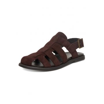Sandale barbatesti  piele intoarsa - cu catarama - maro -