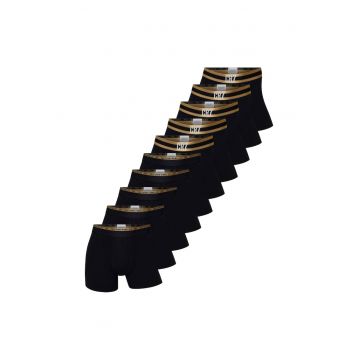 Set de boxeri cu banda elastica in talie - 10 piese - Negru