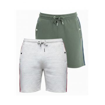 Set pantaloni scurti barbati sportivi cu elastic si buzunare - 2 piese - Multicolor