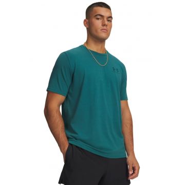 Tricou cu decolteu la baza gatului si logo - Verde persan
