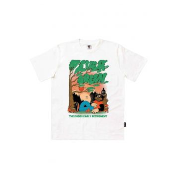 Tricou cu imprimeu si decolteu la baza gatului