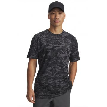Tricou cu model si decolteu la baza gatului - Negru/Negru stins