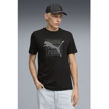 Tricou din bumbac cu imprimeu logo - Negru/Gri deschis