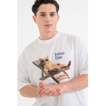 Tricou din bumbac cu model grafic - Alb