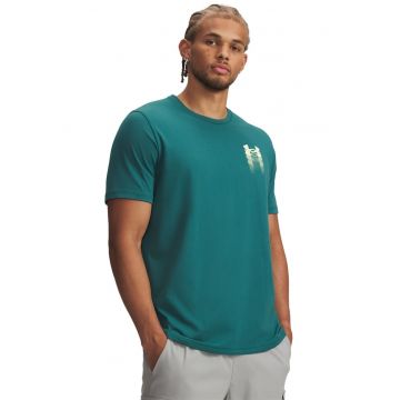 Tricou lejer cu imprimeu logo Blur - Galben pal/Verde feriga