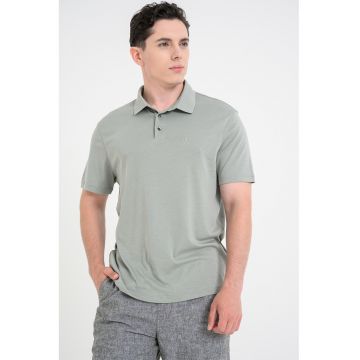 Tricou polo din bumbac cu monograma brodata discreta - Verde pastel
