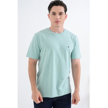 Tricou regular-fit cu decolteu la baza gatului Essential - Verde menta