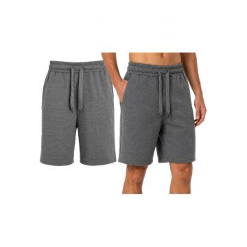 Bermude uni de trening cu snur in talie
