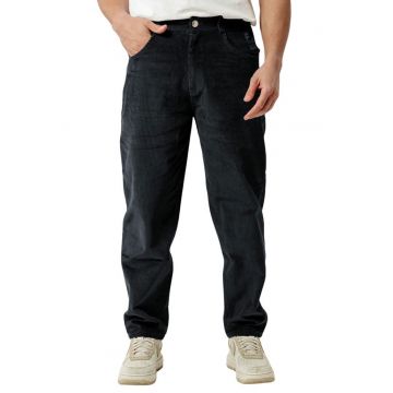 Blugi relaxed fit cu aspect de catifea
