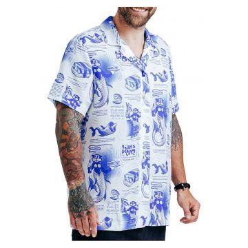 Camasa cu maneca scurta si imprimeu Hawaiiana