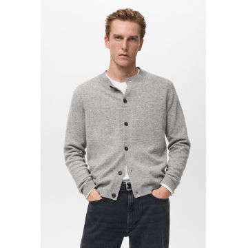Cardigan regular-fit din lana - Gri deschis