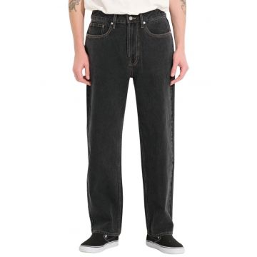 Pantaloni relaxed fit cu model uni si 5 buzunare
