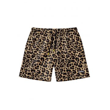 Pantaloni scurti cu animal print si snur in talie