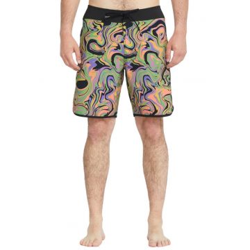 Pantaloni scurti de baie cu imprimeu abstract si snur de ajustare