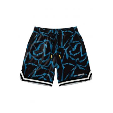Pantaloni scurti de baie cu imprimeu abstract si talie ajustabila