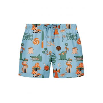 Pantaloni scurti de baie cu imprimeu cu snur