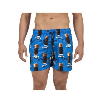 Pantaloni scurti de baie cu imprimeu grafic Greek Fuel