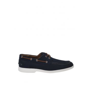Pantofi boat de piele nabuc - Bleumarin