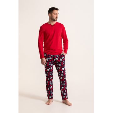 Pijama de bumbac cu imprimeu grafic