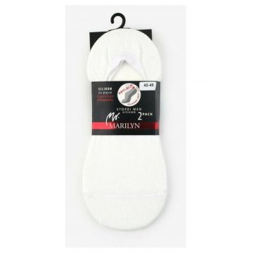 Set 2 perechi talpici bumbac cu silicon la calcai  Men Silicon - Alb