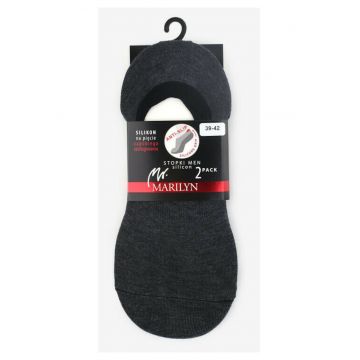 Set 2 perechi talpici bumbac cu silicon la calcai  Men Silicon - Gri inchis melange