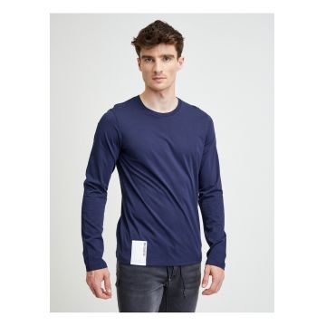 Bluza din bumbac cu decolteu la baza gatului si model uni -