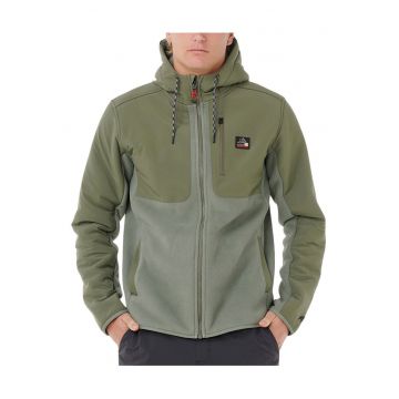 Jacheta fleece cu fermoar si gluga