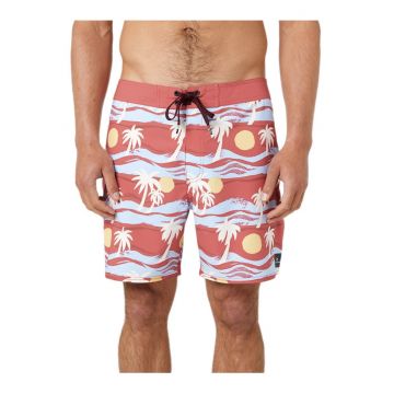 Pantaloni de baie cu imprimeu tropical si snur in talie