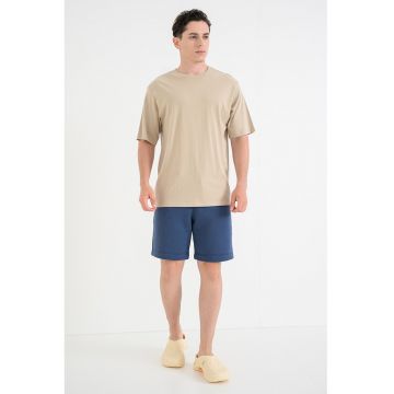 Pantaloni de trening din amestec de bumbac organic Premium Core - Albastru oceanic