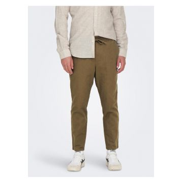 Pantaloni din amestec de in cu snur de ajustare Linus -