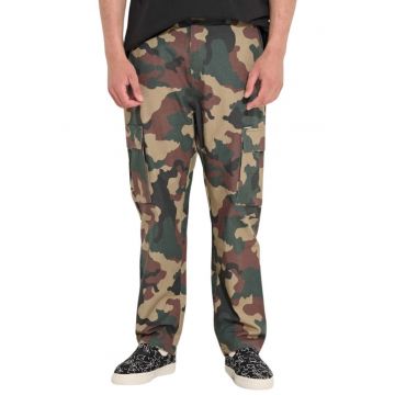 Pantaloni din bumbac cu buzunare cargo si model camuflaj