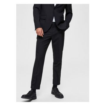 Pantaloni drepti crop din amestec de lana -