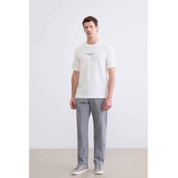 Pantaloni drepti cu model uni - Gri cenusiu