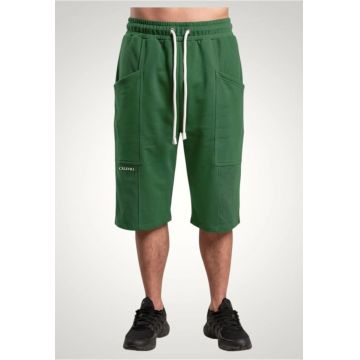 Pantaloni scurti 3/4 pentru barbati cu buzunare aplicate din bumbac premium - Kaki