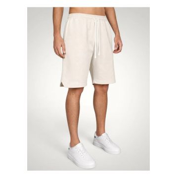 Pantaloni scurti Barbati cu Tiv asimetric din Bumbac premium - Alb murdar