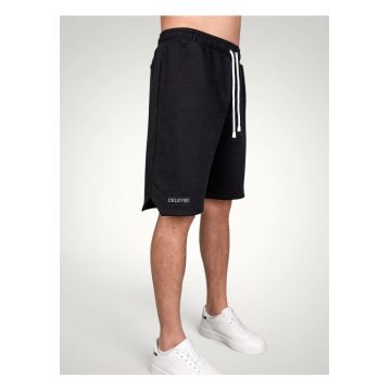 Pantaloni scurti Barbati cu Tiv asimetric din Bumbac premium - Negru