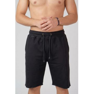 Pantaloni scurti barbati Signature  din bumbac premium - Negru