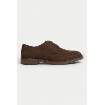 Pantofi derby de piele intoarsa ecologica - Caramel