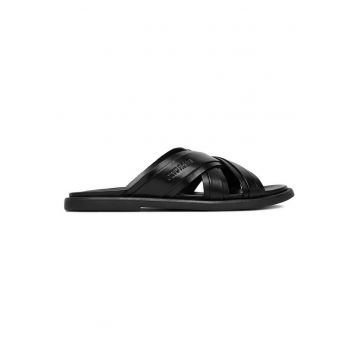 Papuci barbatesti  piele naturala - Negru