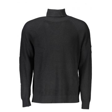 Pulover pe gat barbati - cu logo brodat - Regular fit - negru - Negru